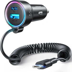 Buy Joyroom fast car charger 3 in 1 with USB-C cable 1.5m 55W black (JR-CL07) - JYR360 - {ean13} - Home Screen Store Europe
