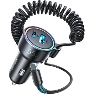 Kup Ładowarka samochodowa Joyroom 3w1 + kabel USB-C 1,5m 55W czarny (JR-CL07) - JYR360 - {ean13} - Sklep Home Screen