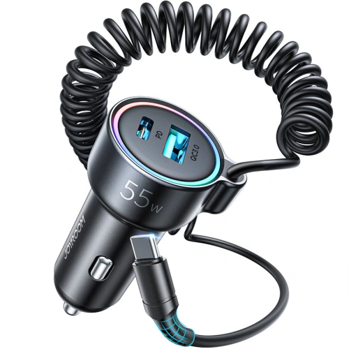 Kup Încărcător auto Joyroom 3in1 + cablu USB-C 1,5m 55W negru (JR-CL07) - JYR360 - {ean13} - Sklep Home Screen