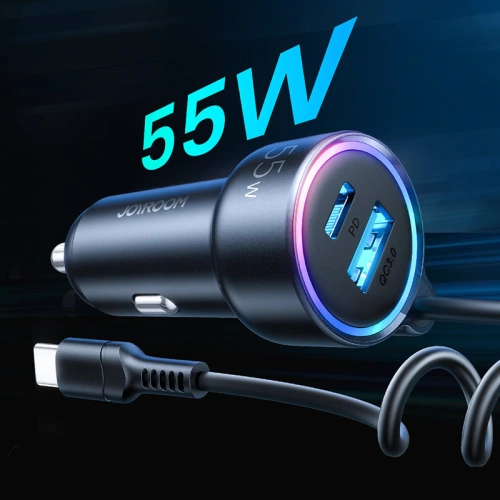 Kup Încărcător auto Joyroom 3in1 + cablu USB-C 1,5m 55W negru (JR-CL07) - JYR360 - {ean13} - Sklep Home Screen