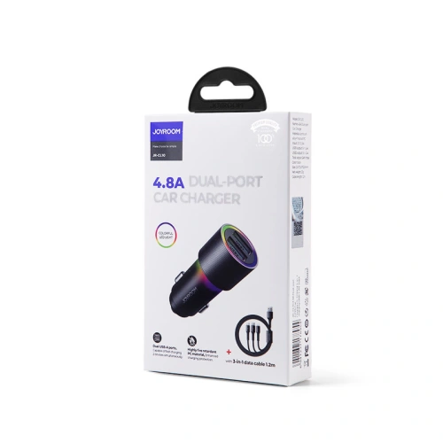 Kup Încărcător auto Joyroom 2xUSB 24W + cablu 3in1 USB-C/microUSB/Lightning 1,2m negru (JR-CL10) - JYR366 - {ean13} - Sklep Home Screen
