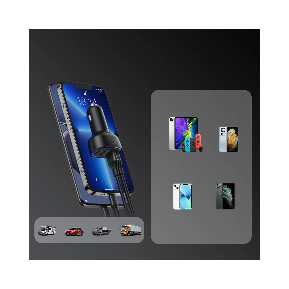 Ładowarka samochodowa Joyroom 4-port 45W czarny (JR-CL09)