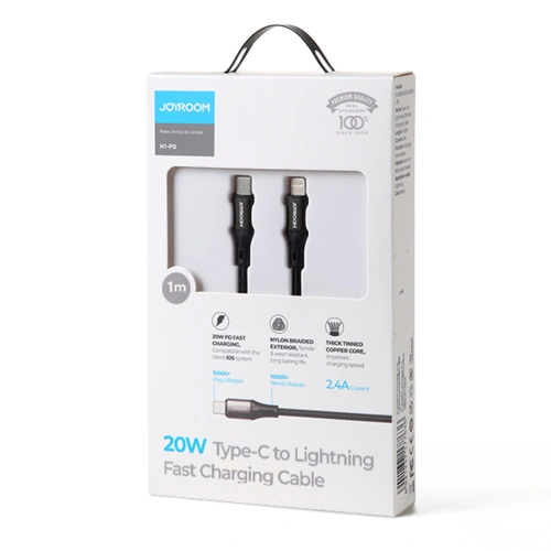 Buy Joyroom fast charging / data cable USB-C - Lightning PD 20W 1m black (S-1024N1-PD) - JYR381 - {ean13} - Home Screen Store Europe