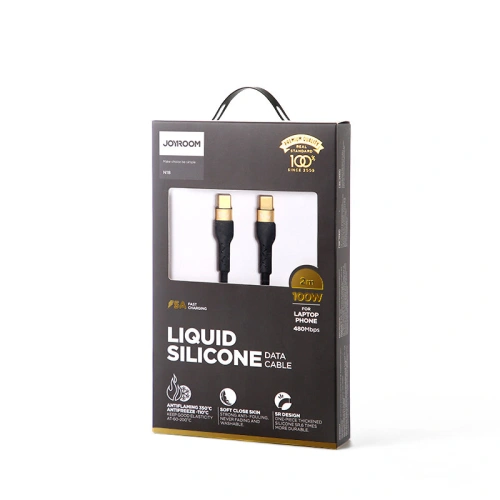 Buy Joyroom Liquid Silicone USB-C - USB-C charging / data cable PD 100W 2m black (S-2050N18-10) - JYR388 - {ean13} - Home Screen Store Europe