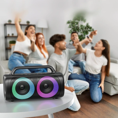 Kup Bezprzewodowy głośnik Joyroom Bluetooth 5.1 z kolorowym oświetleniem LED czarny (JR-MW02) - JYR394 - {ean13} - Sklep Home Screen