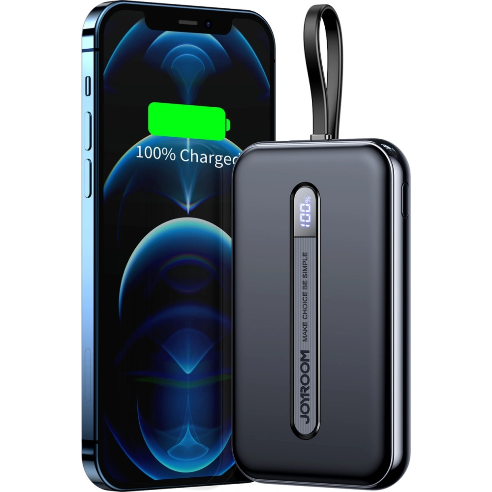 Powerbank Joyroom 20W 10000mAh PD QC 3.0 z wbudowanym kablem Lightning czarny (JR-L001-lightning)