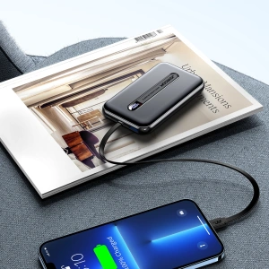 Powerbank Joyroom 20W 10000mAh PD QC 3.0 z wbudowanym kablem Lightning czarny (JR-L001-lightning)