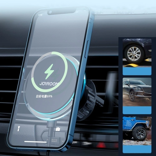 Kup Auto-Halterung mit kabellosem Ladegerät Joyroom MagSafe Qi 15W für Lüftungsgitter silber (JR-ZS291) - JYR423 - {ean13} - Sklep Home Screen