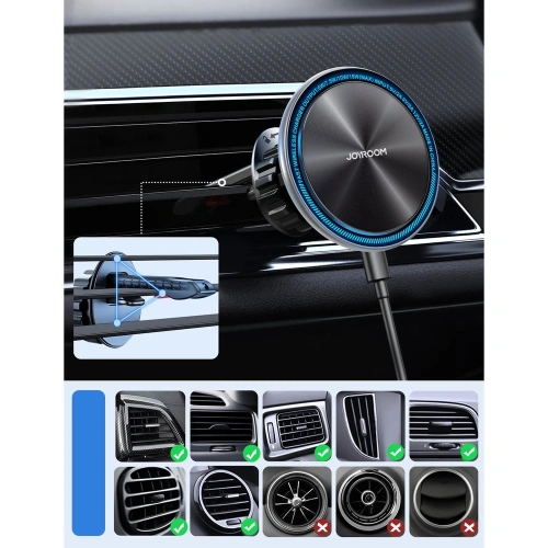 Kup Upevnění do auta s bezdrátovou nabíječkou Joyroom MagSafe Qi 15W na mřížku ventilace stříbrné (JR-ZS290) - JYR424 - {ean13} - Sklep Home Screen