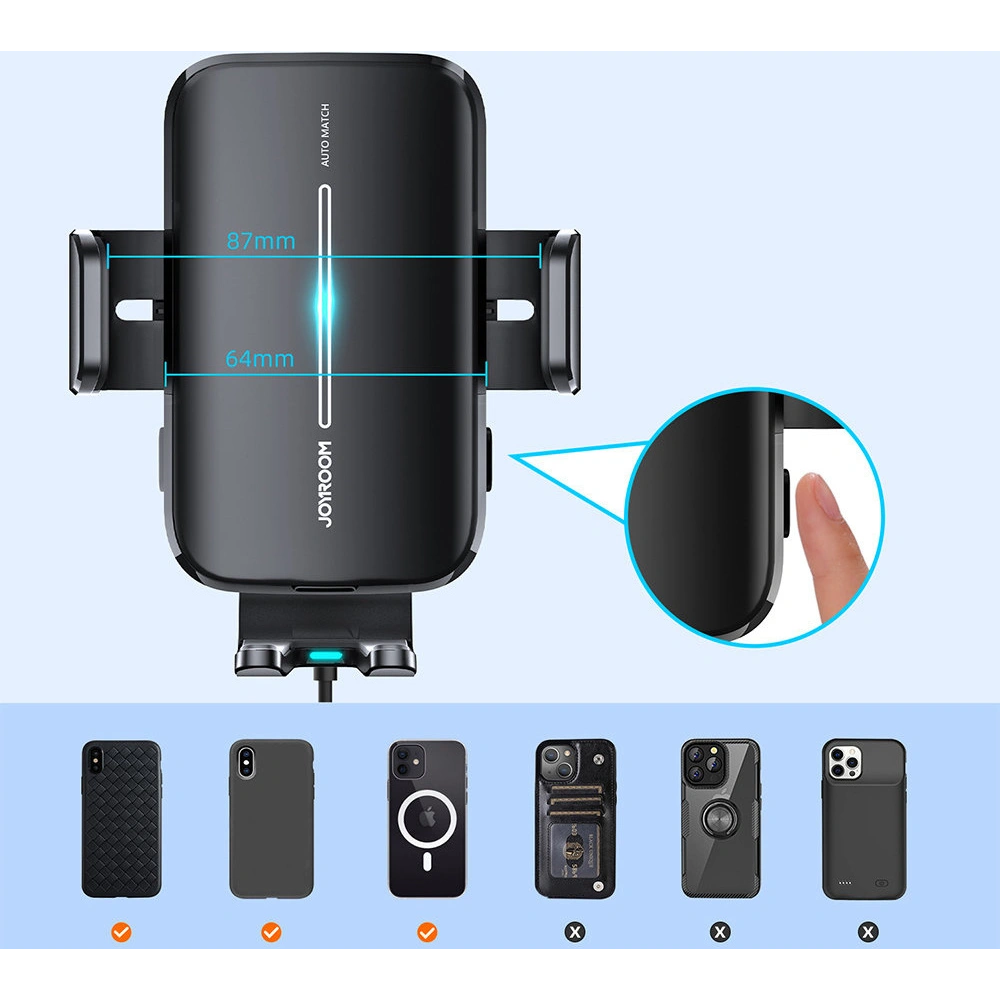 Uchwyt samochodowy z ładowarką bezprzewodową Joyroom 15W na kokpit deskę rozdzielczą czarny (JR-ZS245)