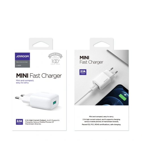 Buy Joyroom USB wall charger 2,1 A white (L-1A101) - JYR435 - {ean13} - Home Screen Store Europe