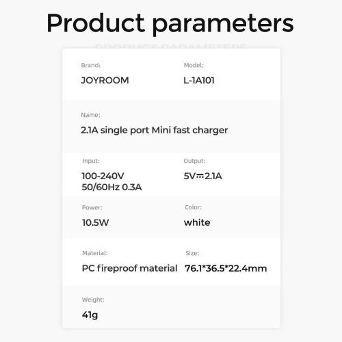 Kup Încărcător de rețea Joyroom USB 2,1A alb (L-1A101) - JYR435 - {ean13} - Sklep Home Screen