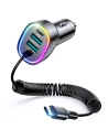 Încărcător auto Joyroom 4 în 1 PD, QC3.0, AFC, FCP + cablu USB-C 1,6m 60W negru (JR-CL19)