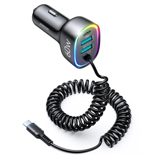 Kup Încărcător auto Joyroom 4 în 1 PD, QC3.0, AFC, FCP + cablu USB-C 1,6m 60W negru (JR-CL19) - JYR448 - {ean13} - Sklep Home Screen