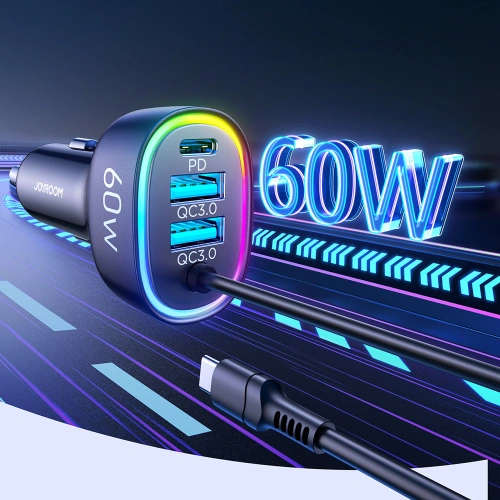 Kup Încărcător auto Joyroom 4 în 1 PD, QC3.0, AFC, FCP + cablu USB-C 1,6m 60W negru (JR-CL19) - JYR448 - {ean13} - Sklep Home Screen