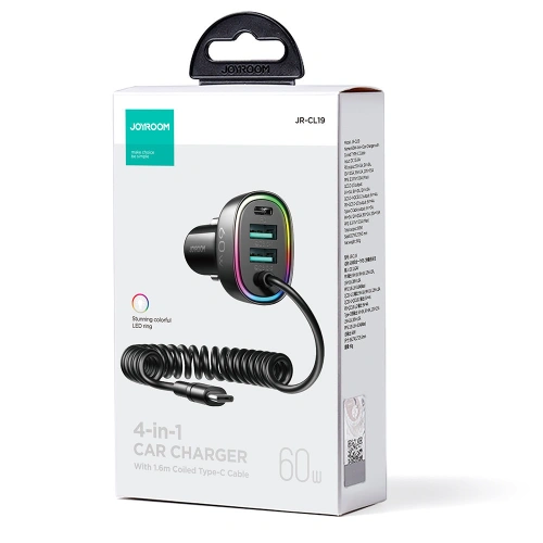 Kup Încărcător auto Joyroom 4 în 1 PD, QC3.0, AFC, FCP + cablu USB-C 1,6m 60W negru (JR-CL19) - JYR448 - {ean13} - Sklep Home Screen