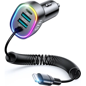 Buy Joyroom 4 in 1 Fast Car Charger PD, QC3.0, AFC, FCP with 1.6m 57W Lightning Cable Black (JR-CL20) - JYR449 - {ean13} - Home Screen Store Europe