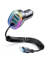Încărcător auto Joyroom 4in1 PD, QC3.0, AFC, FCP + cablu Lightning 1,6m 57W negru (JR-CL20)