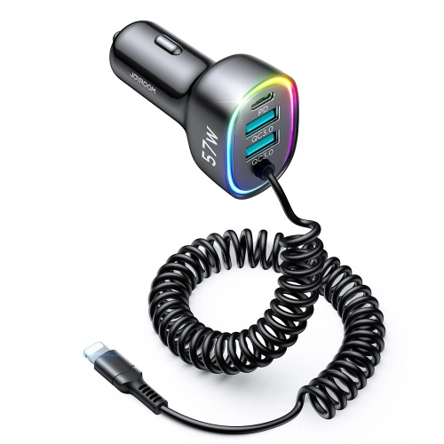Kup Încărcător auto Joyroom 4in1 PD, QC3.0, AFC, FCP + cablu Lightning 1,6m 57W negru (JR-CL20) - JYR449 - {ean13} - Sklep Home Screen
