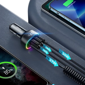 Buy Joyroom 4 in 1 Fast Car Charger PD, QC3.0, AFC, FCP with 1.6m 57W Lightning Cable Black (JR-CL20) - JYR449 - {ean13} - Home Screen Store Europe
