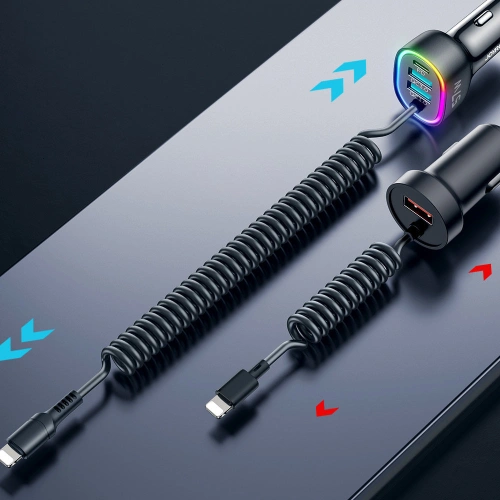 Kup Încărcător auto Joyroom 4in1 PD, QC3.0, AFC, FCP + cablu Lightning 1,6m 57W negru (JR-CL20) - JYR449 - {ean13} - Sklep Home Screen