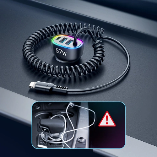 Kup Încărcător auto Joyroom 4in1 PD, QC3.0, AFC, FCP + cablu Lightning 1,6m 57W negru (JR-CL20) - JYR449 - {ean13} - Sklep Home Screen