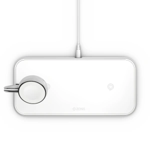 Încărcător wireless ZENS Dual+Watch pentru două dispozitive și Apple Watch (alb)
