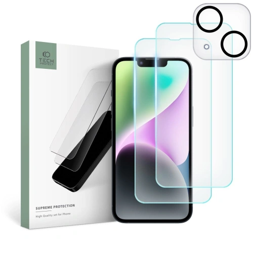 Kup Edzett üveg + fényképezőgép lencsékhez Tech-Protect Supreme Set Apple iPhone 14 Clear [2+1 PACK] - THP1503 - {ean13} - Sklep Home Screen
