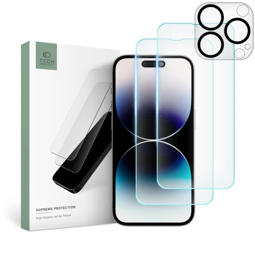 Kup Tvrzené sklo + na objektivy fotoaparátu Tech-Protect Supreme Set Apple iPhone 14 Pro Max Clear [2+1 PACK] - THP1505 - {ean13} - Sklep Home Screen