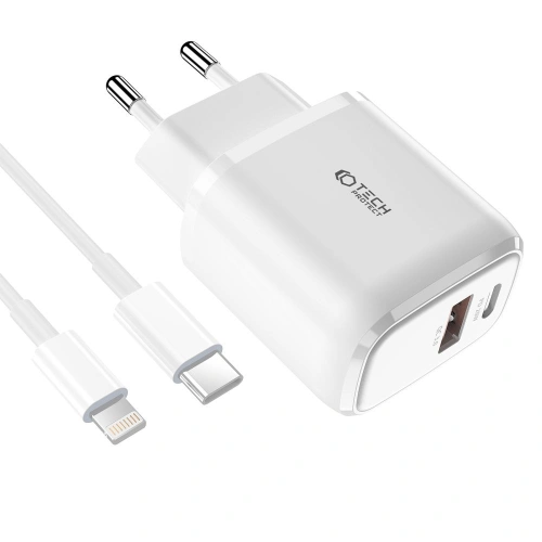 Kup Netzteil Tech-Protect C20w 2-Port Netzladegerät PD 20W QC 3.0 + Lightning-Kabel Weiß - THP1535 - {ean13} - Sklep Home Screen