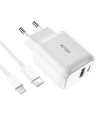 Kup Încărcător de rețea Tech-Protect C20w Încărcător de rețea cu 2 porturi PD 20W QC 3.0 + cablu Lightning Alb - THP1535 - {ean13} - Sklep Home Screen