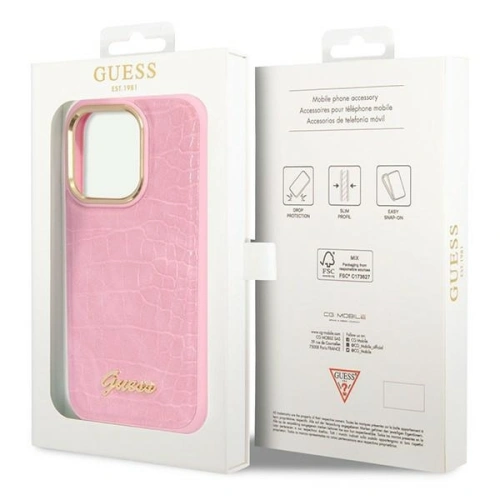 Kup Etui Guess GUHCP14LHGCRHP Apple iPhone 14 Pro roz/roz hardcase Croco Collection - GUE2256 - {ean13} - Sklep Home Screen