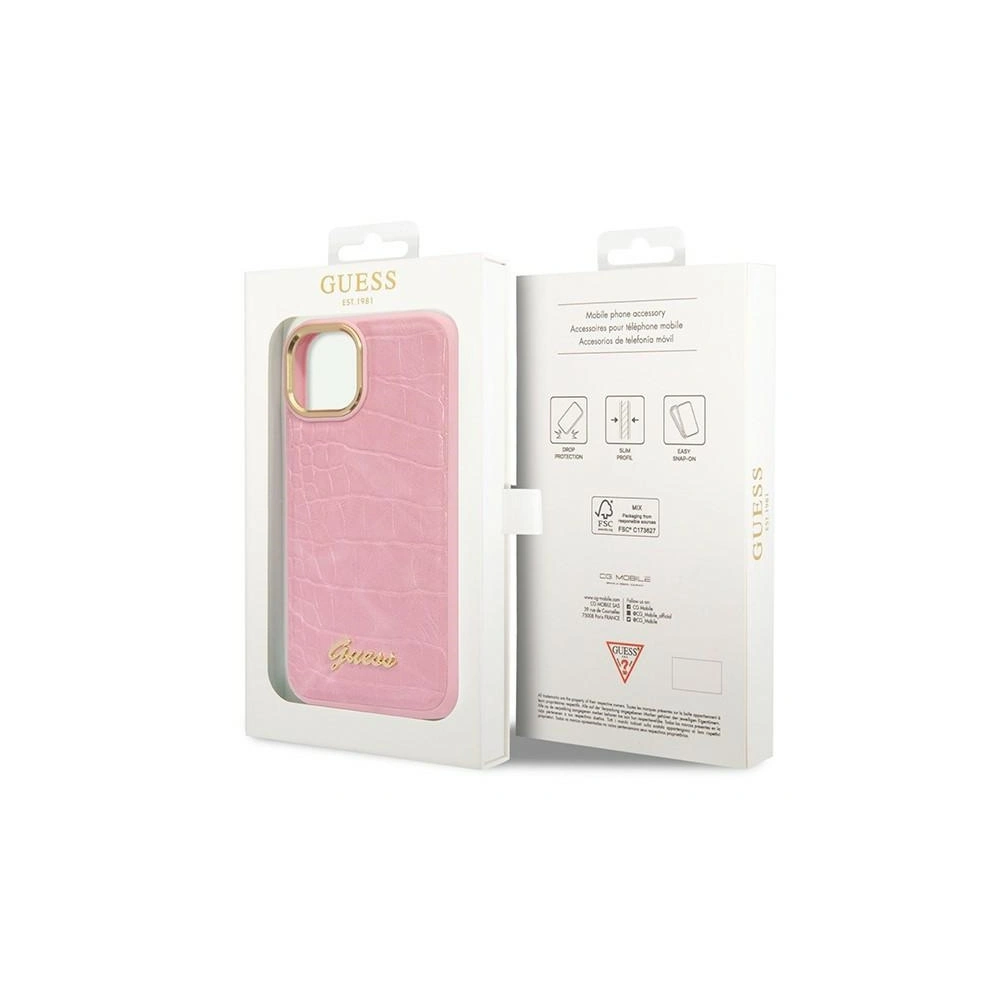 Etui Guess GUHCP14MHGCRHP Apple iPhone 14 Plus / 15 Plus różowy/pink hardcase Croco Collection