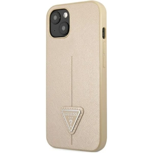 Etui Guess GUHCP14MPSATLE Apple iPhone 14 Plus / 15 Plus beżowy/beige hardcase SaffianoTriangle Logo