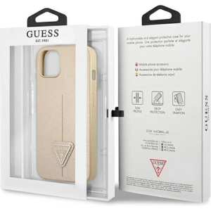 Etui Guess GUHCP14MPSATLE Apple iPhone 14 Plus / 15 Plus beżowy/beige hardcase SaffianoTriangle Logo