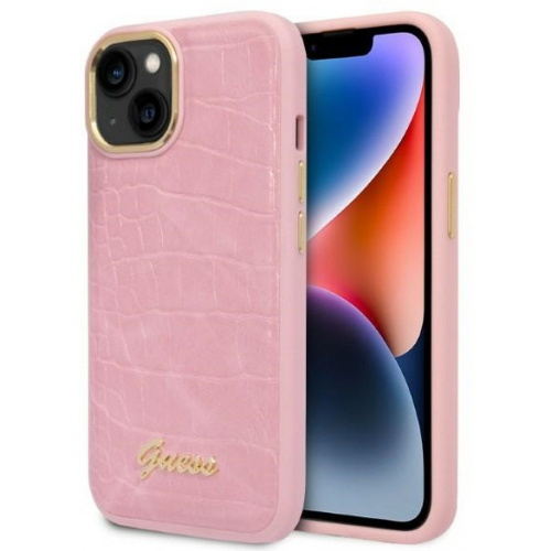 Kup Etui Guess GUHCP14SHGCRHP Apple iPhone 14 różowy/pink hardcase Croco Collection - 3666339082925 - GUE2260 - Homescreen.pl