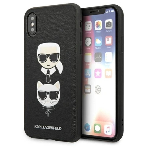 Kup Etui Karl Lagerfeld KLHCI65SAKICKCBK Apple iPhone XS Max fekete/black hardcase Saffiano Ikonik Karl&Choupette Head - KLD1214 - {ean13} - Sklep Home Screen