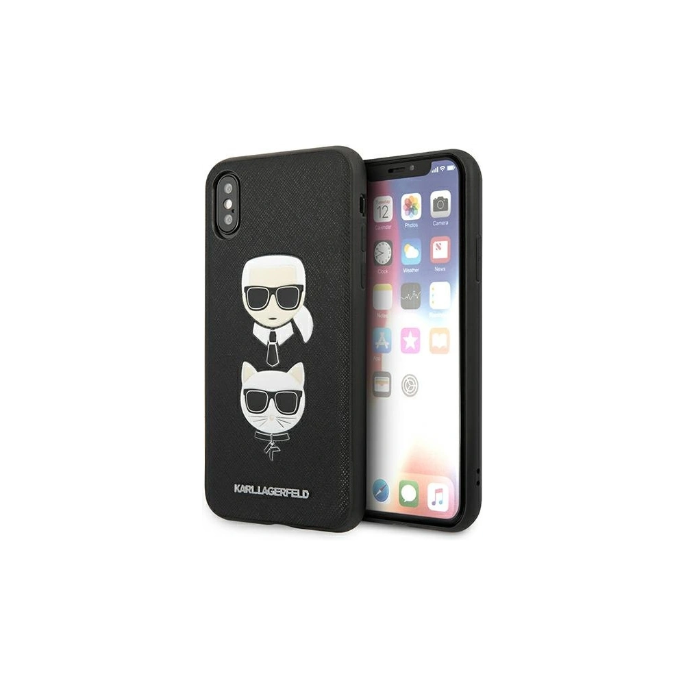 Etui Karl Lagerfeld KLHCI65SAKICKCBK Apple iPhone XS Max czarny/black hardcase Saffiano Ikonik Karl&Choupette Head