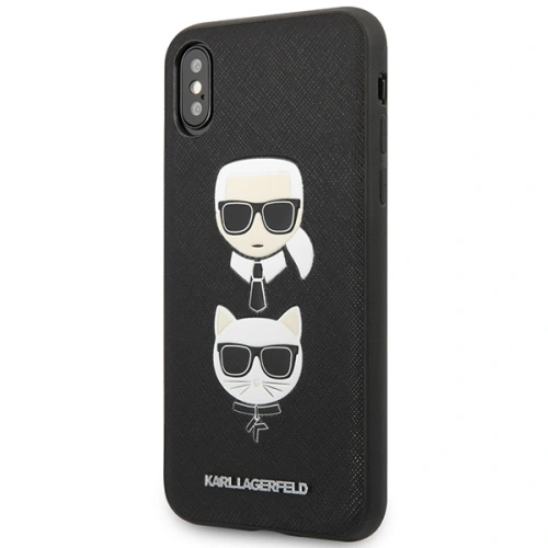 Kup Etui Karl Lagerfeld KLHCI65SAKICKCBK Apple iPhone XS Max fekete/black hardcase Saffiano Ikonik Karl&Choupette Head - KLD1214 - {ean13} - Sklep Home Screen