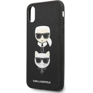 Kup Case Karl Lagerfeld KLHCI65SAKICKCBK Apple iPhone XS Max schwarz/hardcase Saffiano Ikonik Karl&Choupette Kopf - KLD1214 - {ean13} - Sklep Home Screen