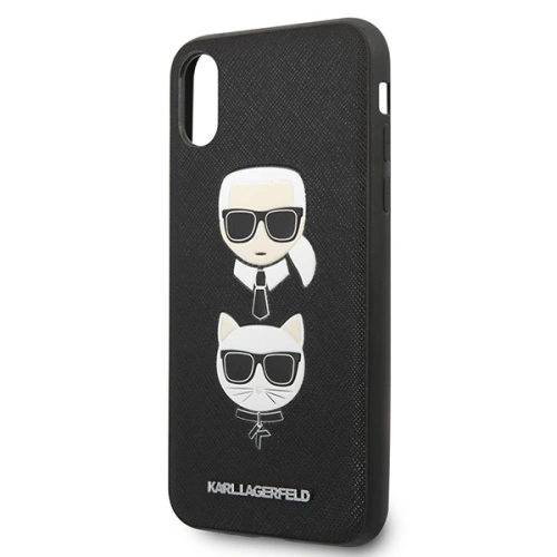 Kup Etui Karl Lagerfeld KLHCI65SAKICKCBK Apple iPhone XS Max fekete/black hardcase Saffiano Ikonik Karl&Choupette Head - KLD1214 - {ean13} - Sklep Home Screen