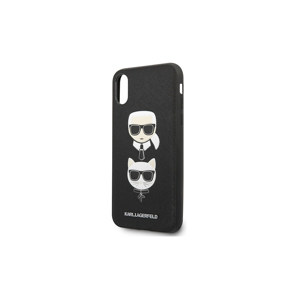 Etui Karl Lagerfeld KLHCI65SAKICKCBK Apple iPhone XS Max czarny/black hardcase Saffiano Ikonik Karl&Choupette Head