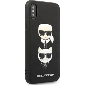 Kup Case Karl Lagerfeld KLHCI65SAKICKCBK Apple iPhone XS Max schwarz/hardcase Saffiano Ikonik Karl&Choupette Kopf - KLD1214 - {ean13} - Sklep Home Screen