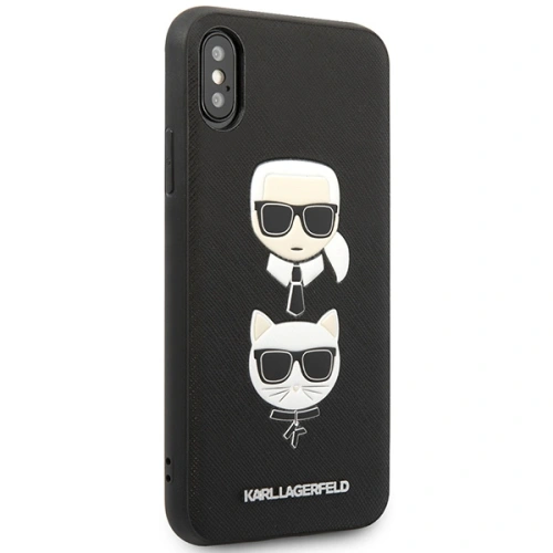 Kup Etui Karl Lagerfeld KLHCI65SAKICKCBK Apple iPhone XS Max fekete/black hardcase Saffiano Ikonik Karl&Choupette Head - KLD1214 - {ean13} - Sklep Home Screen