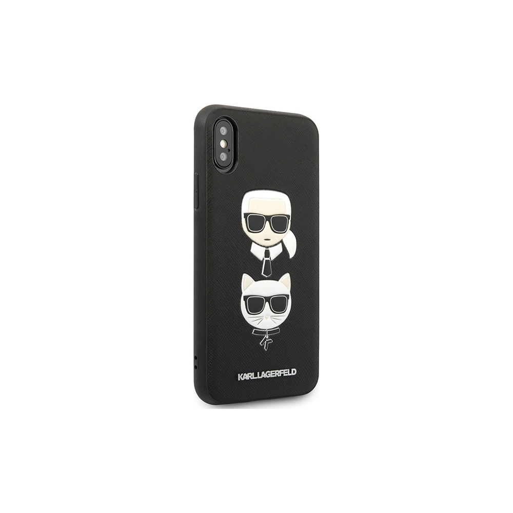 Etui Karl Lagerfeld KLHCI65SAKICKCBK Apple iPhone XS Max czarny/black hardcase Saffiano Ikonik Karl&Choupette Head