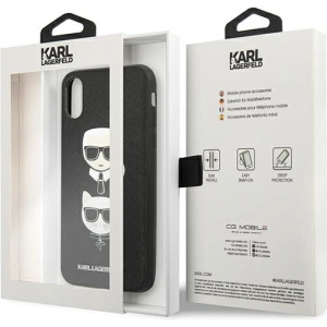 Kup Case Karl Lagerfeld KLHCI65SAKICKCBK Apple iPhone XS Max schwarz/hardcase Saffiano Ikonik Karl&Choupette Kopf - KLD1214 - {ean13} - Sklep Home Screen