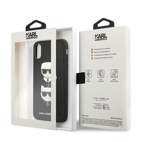 Kup Etui Karl Lagerfeld KLHCI65SAKICKCBK Apple iPhone XS Max fekete/black hardcase Saffiano Ikonik Karl&Choupette Head - KLD1214 - {ean13} - Sklep Home Screen