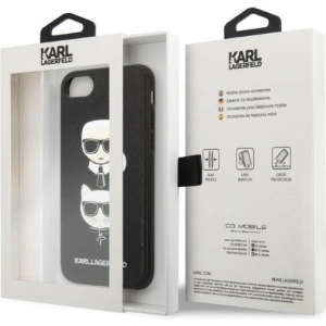 Kup Case Karl Lagerfeld KLHCI8SAKICKCBK Apple iPhone SE 2022/SE 2020/8/7 schwarz/black hardcase Saffiano Ikonik Karl&Choupette Kopf - KLD1217 - {ean13} - Sklep Home Screen