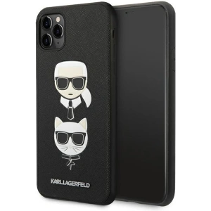 Buy Karl Lagerfeld KLHCN65SAKICKCBK Apple iPhone 11 Pro Max black hardcase Saffiano Ikonik Karl&Choupette Head - KLD1221 - {ean13} - Home Screen Store Europe