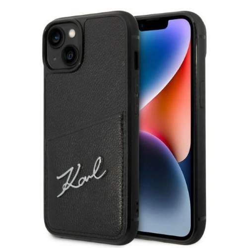 Kup Case Karl Lagerfeld KLHCP14MCSSK Apple iPhone 14 Plus / 15 Plus Hardcase schwarz/black Signature Logo Kartensteckplatz - KLD1233 - {ean13} - Sklep Home Screen